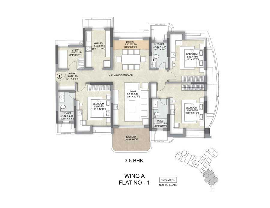 Kalpataru Siddhachal Elite 3.5BHK Wing A Apt-01