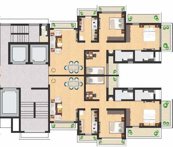 Neminath Luxeria 2BHK floorplan