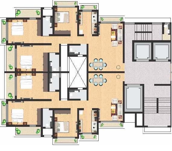 Neminath Luxeria 3BHK floorplan