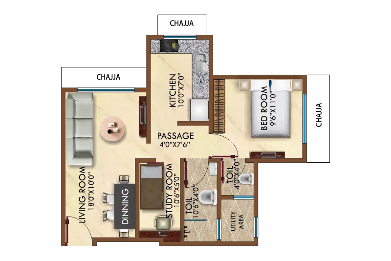 Arunoday Heritage 1.5BHK Plan