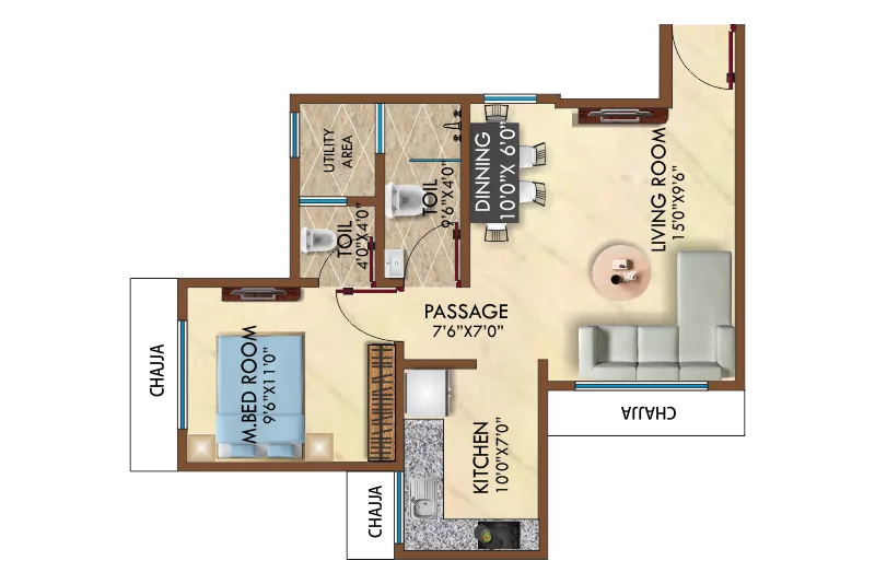Arunoday Heritage 1BHK Plan