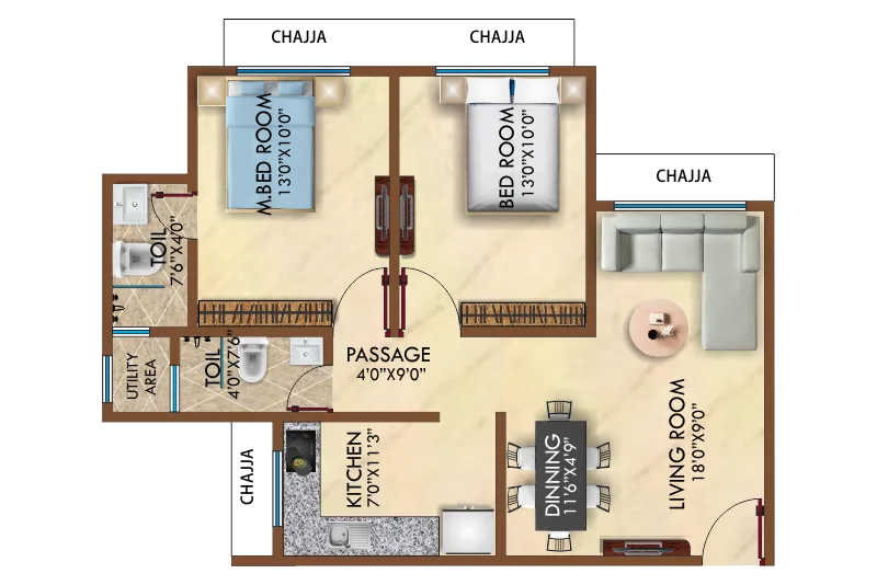 Arunoday Heritage 2BHK Plan