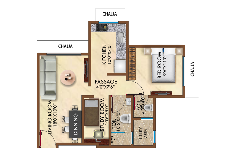 Arunoday Heritage 1.5BHK Plan