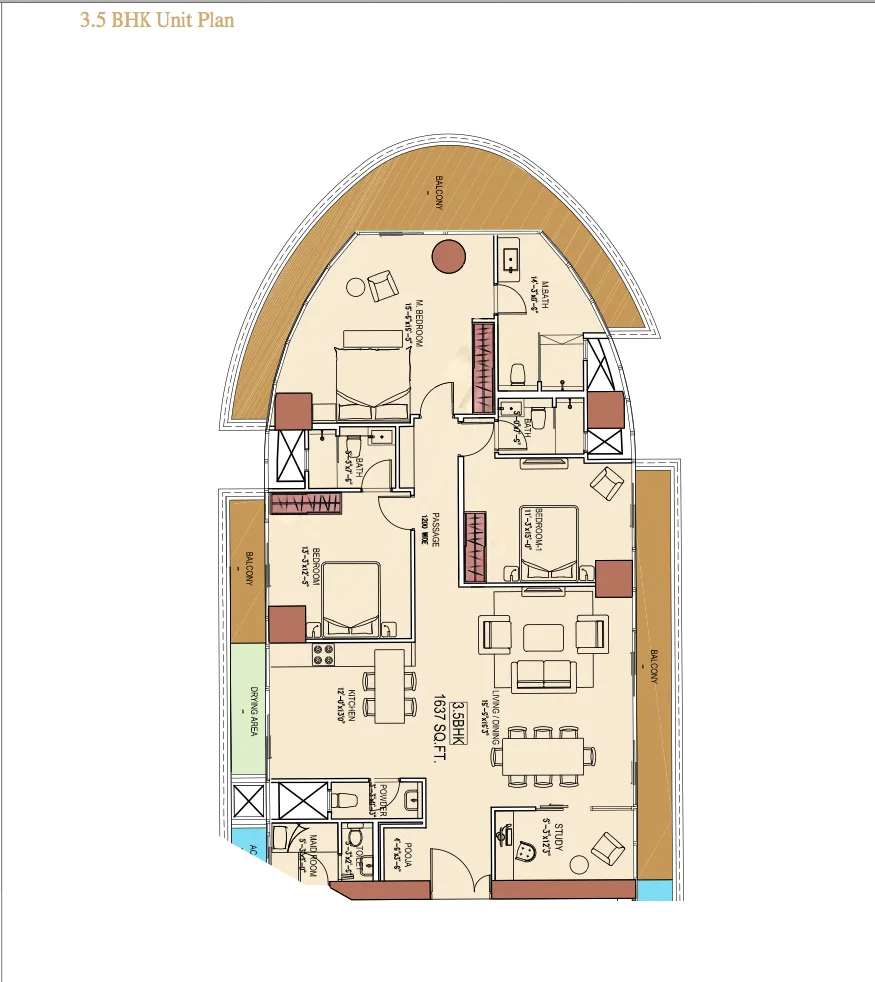 3.5 BHk Floor Plan