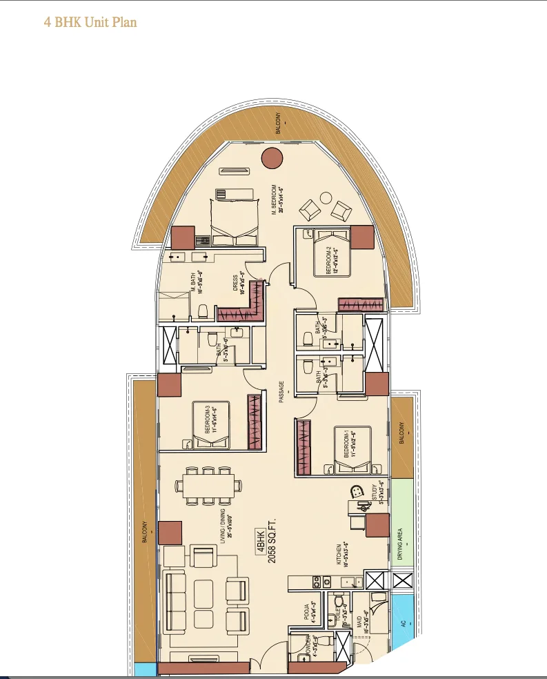 4 BHk Floor Plan