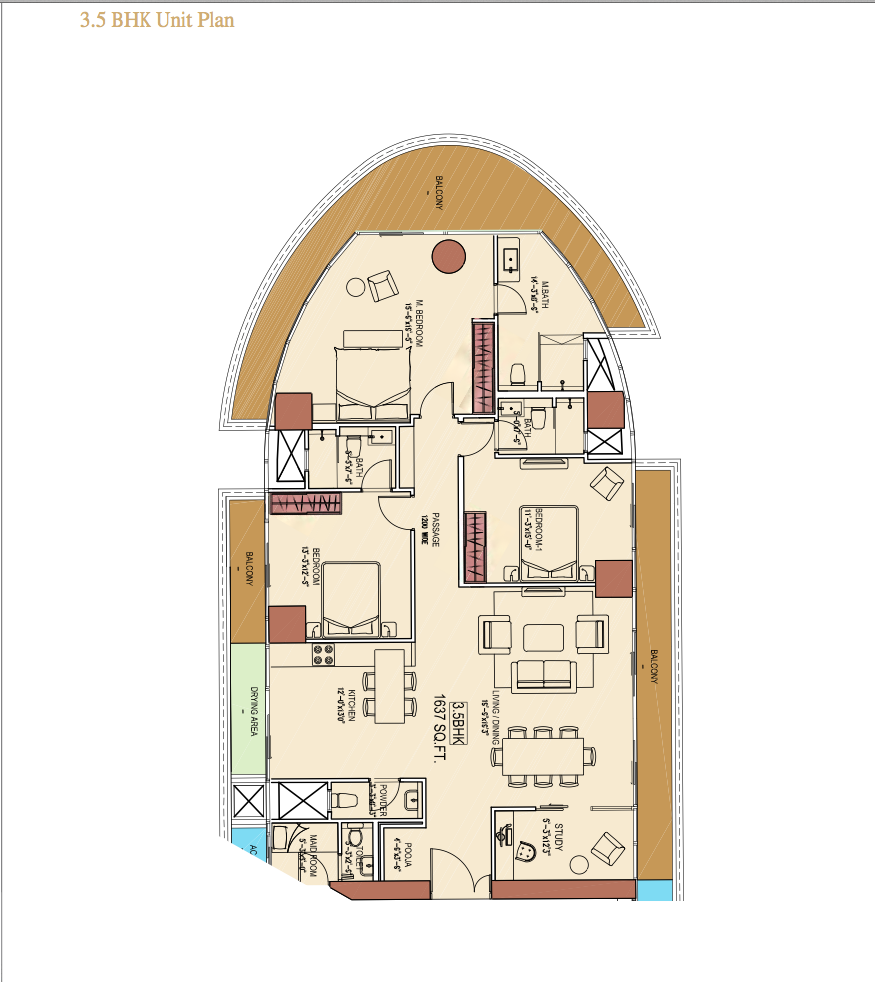 3.5 BHk Floor Plan