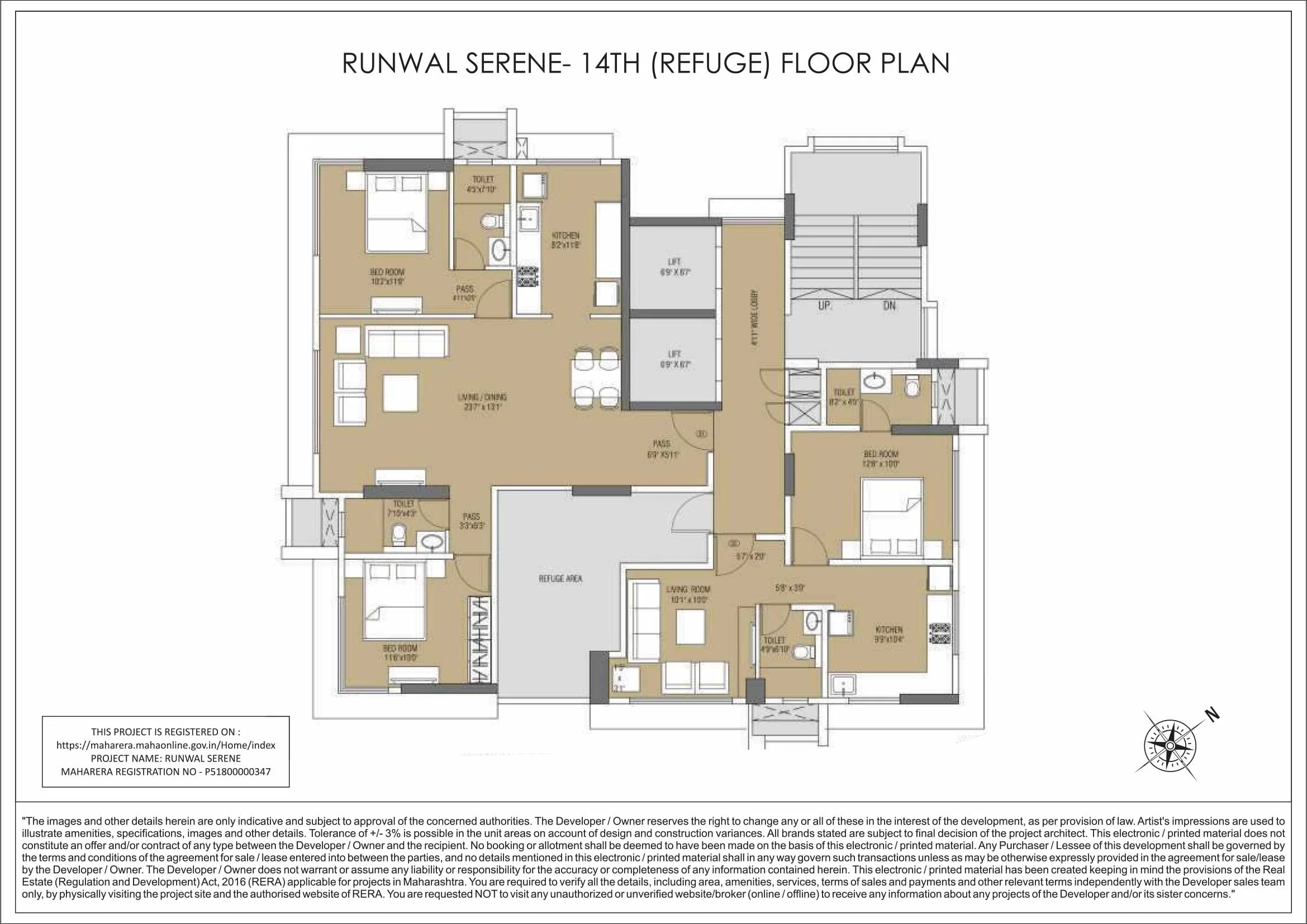 RUNWAL SERENE-FLOOR-PLAN 14th Floor (Refuge)