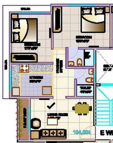 2 BHK Floor plan