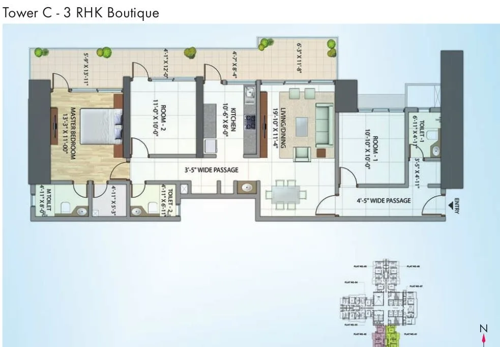 Omkar Alta Monte Tower C 3RHK Boutique Type-2