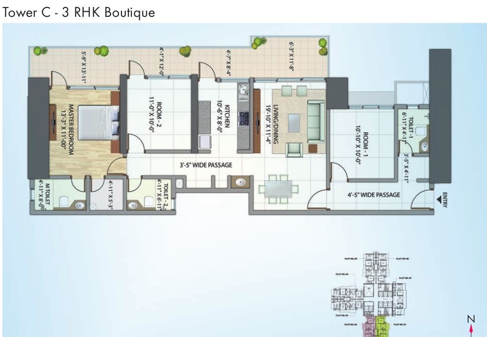 Omkar Alta Monte Tower C 3RHK Boutique Type-2