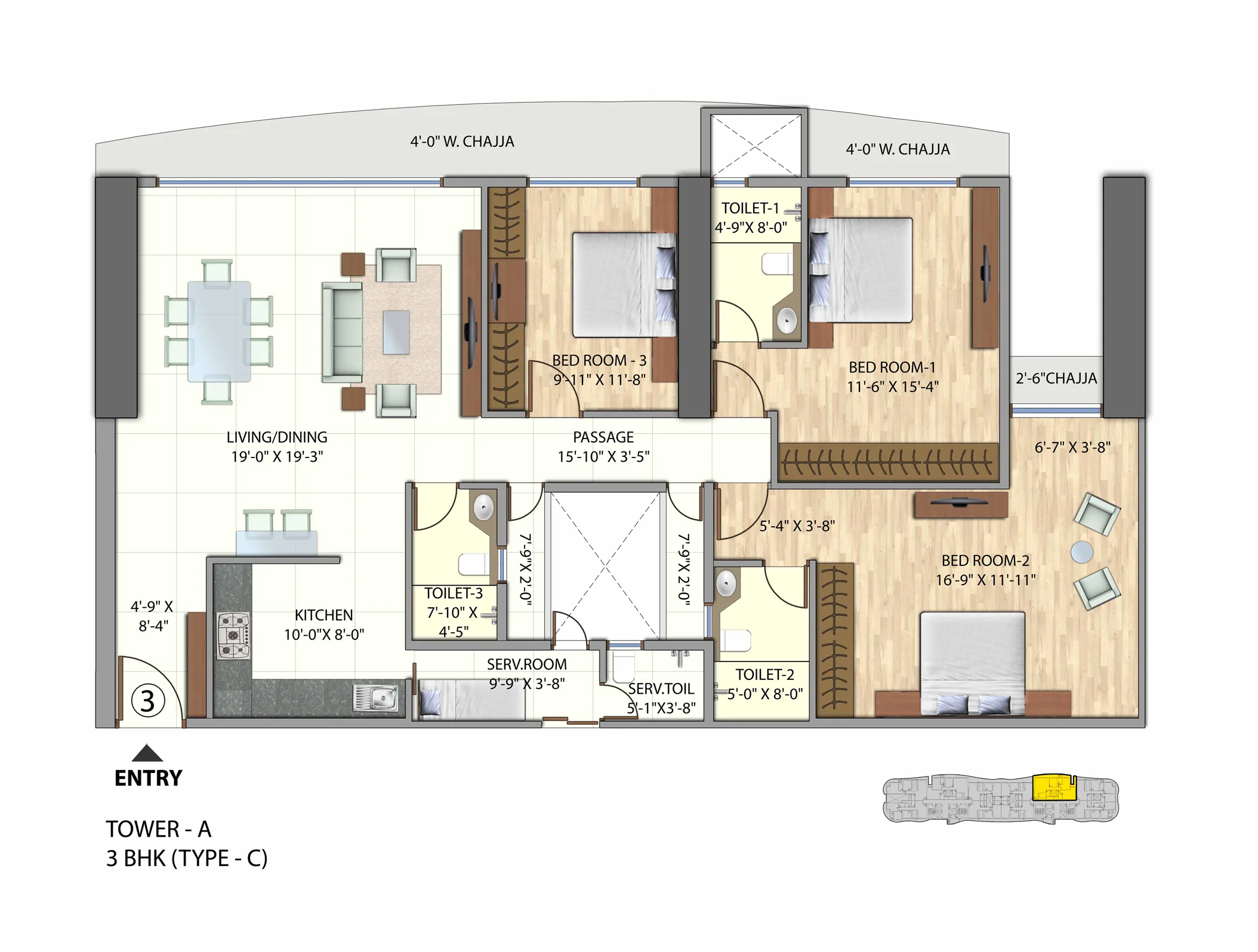 Omkar Meridia 3BHK Tower A Type C