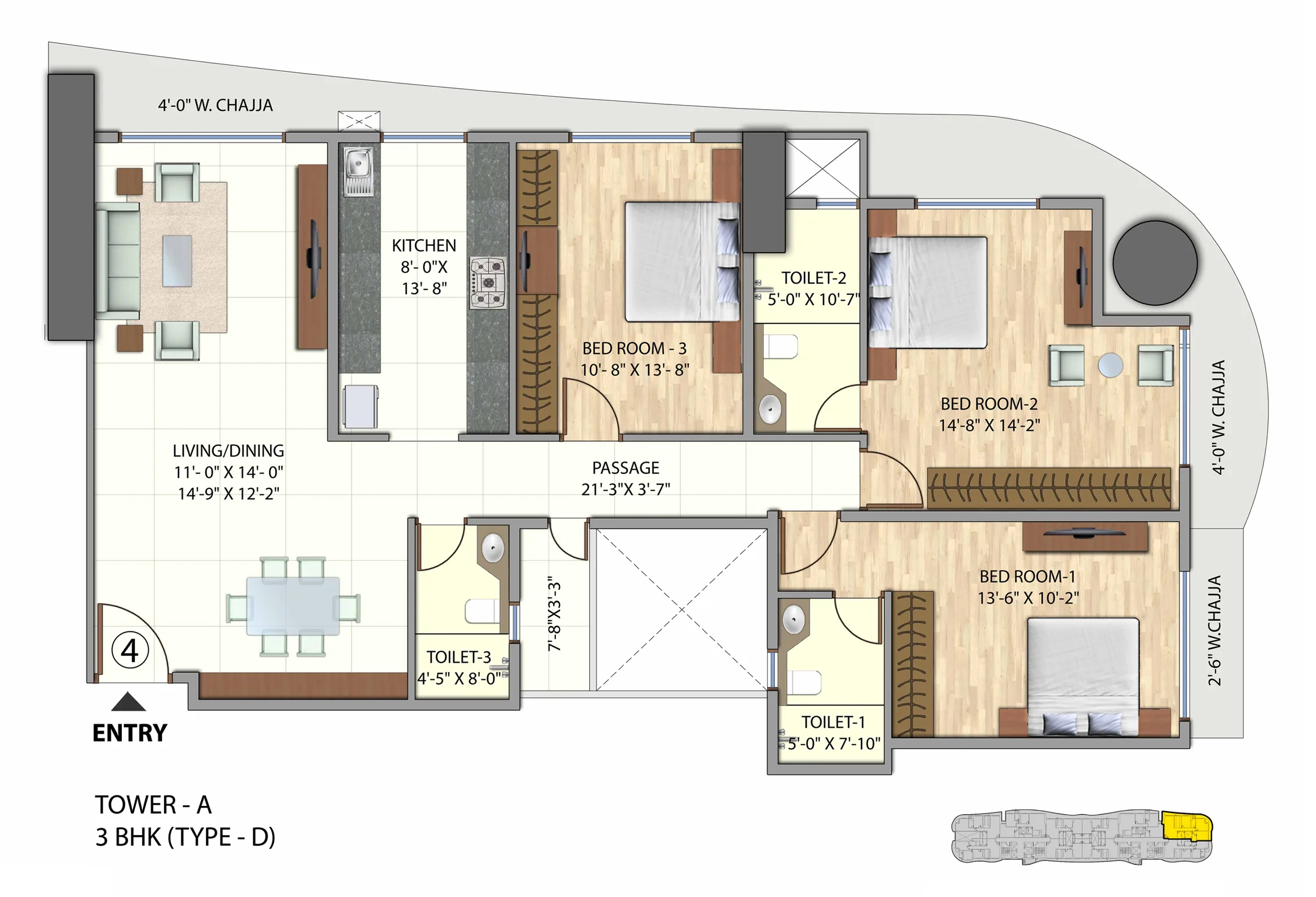 Omkar Meridia 3BHK Tower A Type D