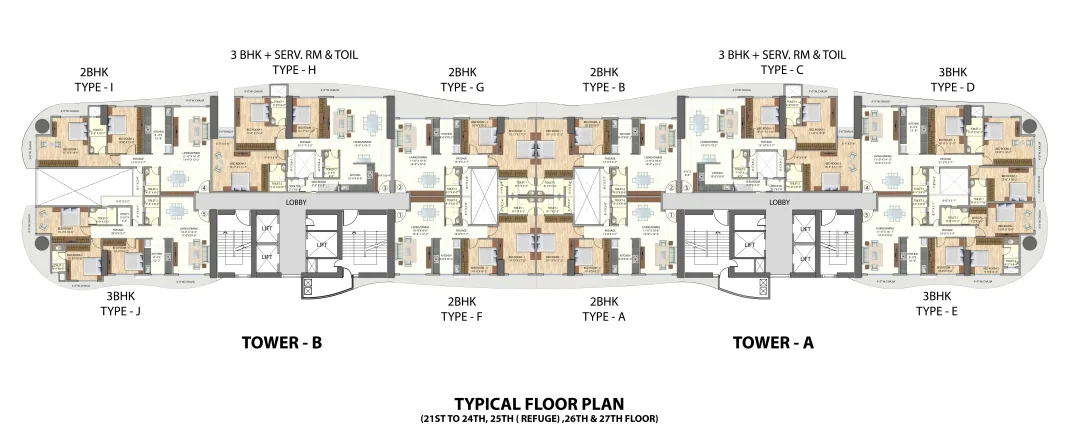 Omkar Meridia Typical Floor Plan Tower A-B