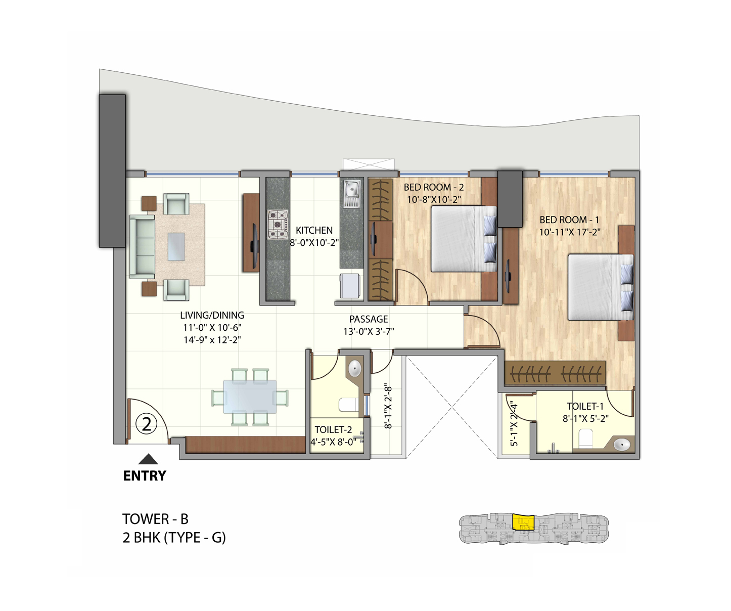 Omkar Meridia 2BHK Type G Tower B
