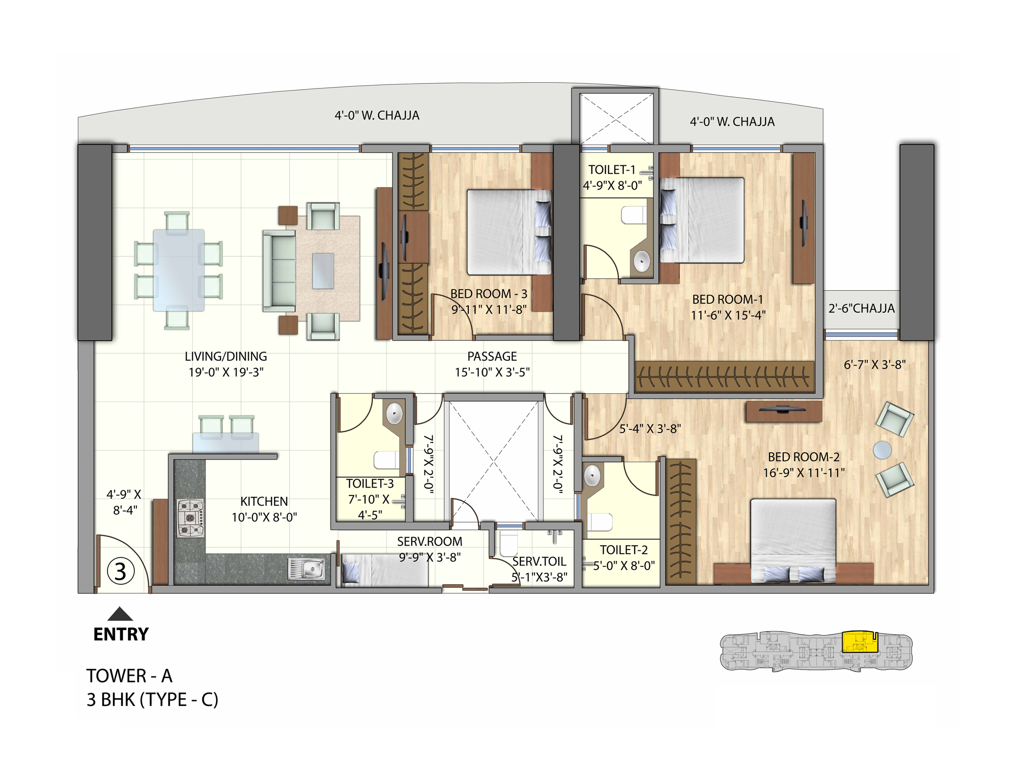 Omkar Meridia 3BHK Tower A Type C