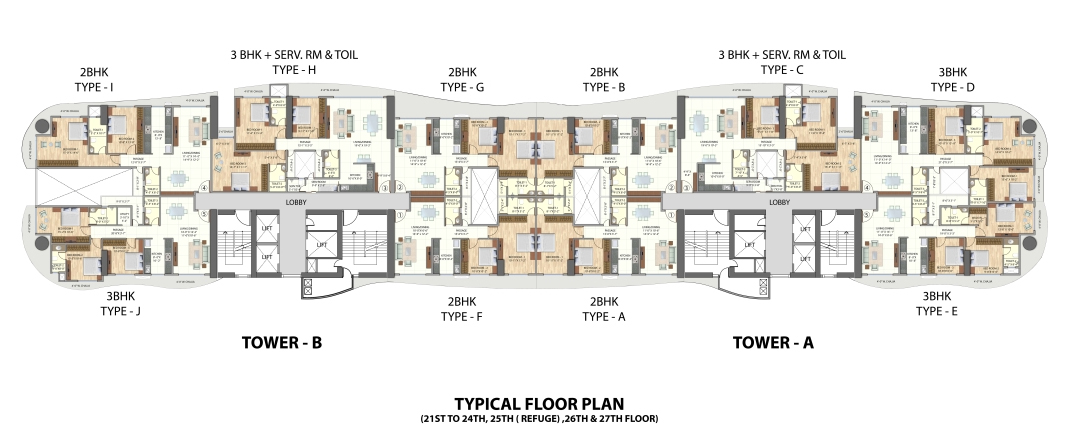 Omkar Meridia Typical Floor Plan Tower A-B