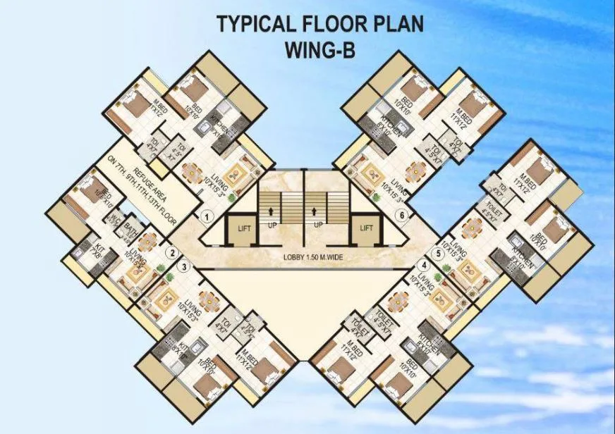 La Riveria Typical Floor Plan Wing B