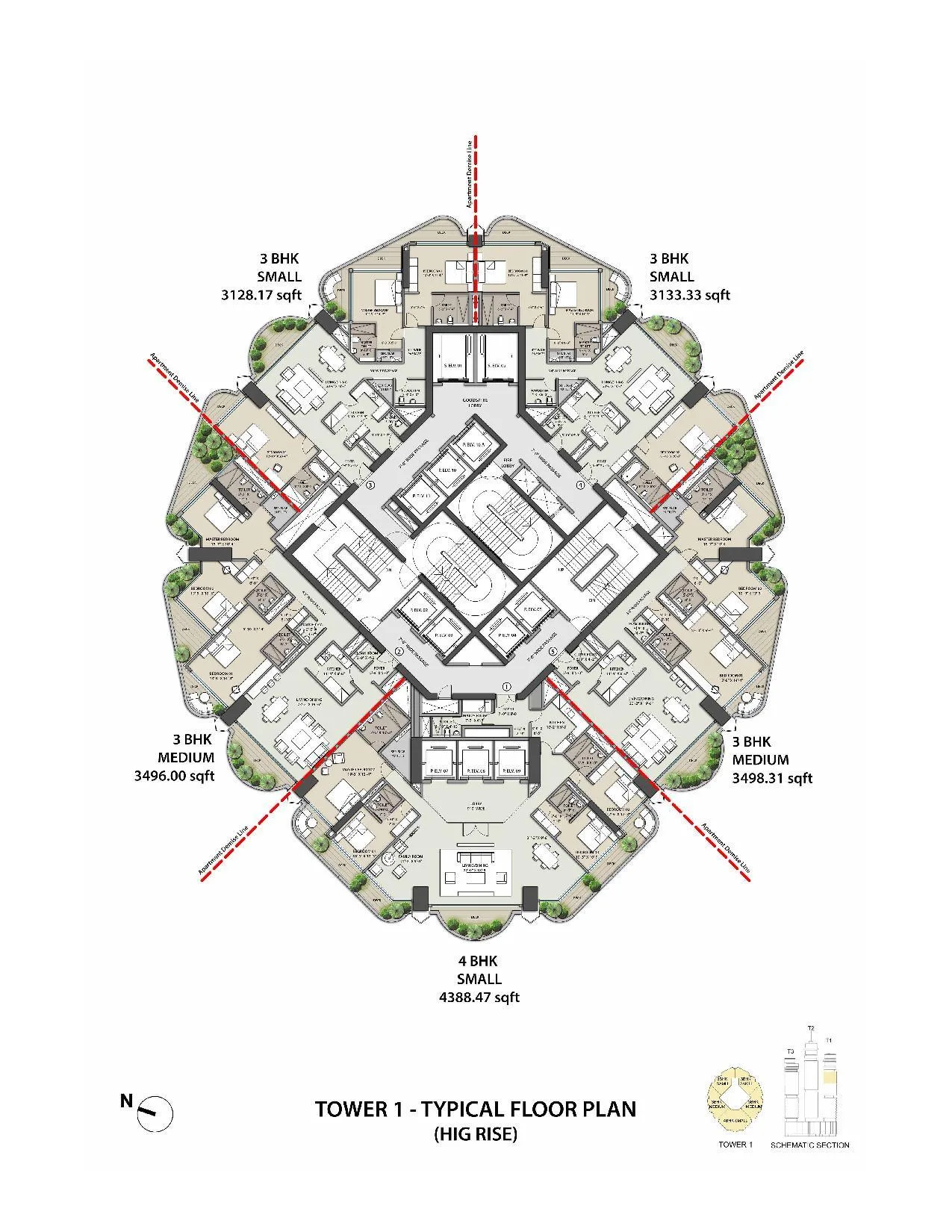 Omkar 1973 Typical Floor Plan Tower 1-High Rise