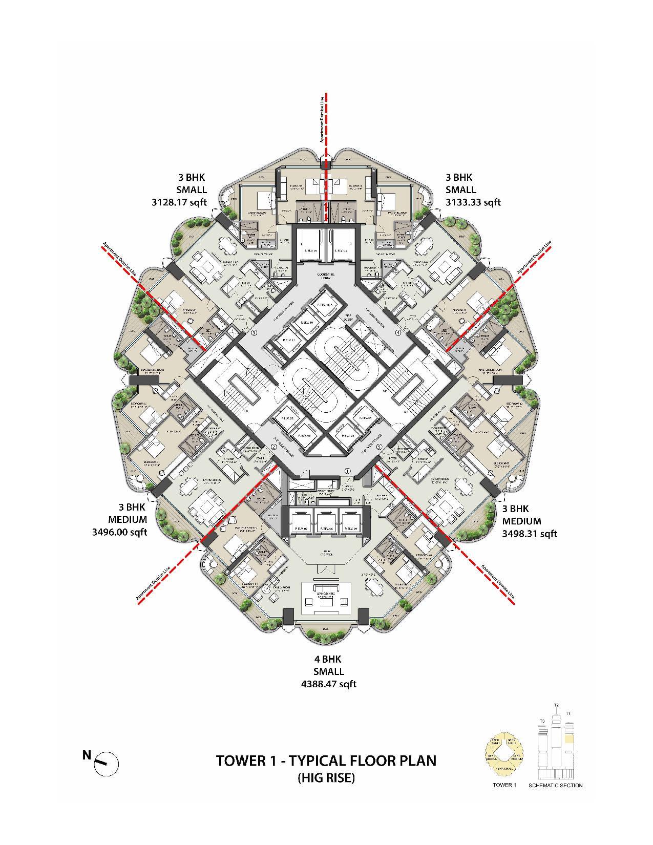 Omkar 1973 Typical Floor Plan Tower 1-High Rise