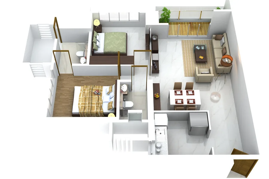 Alpine 2BHK Plan Type 1