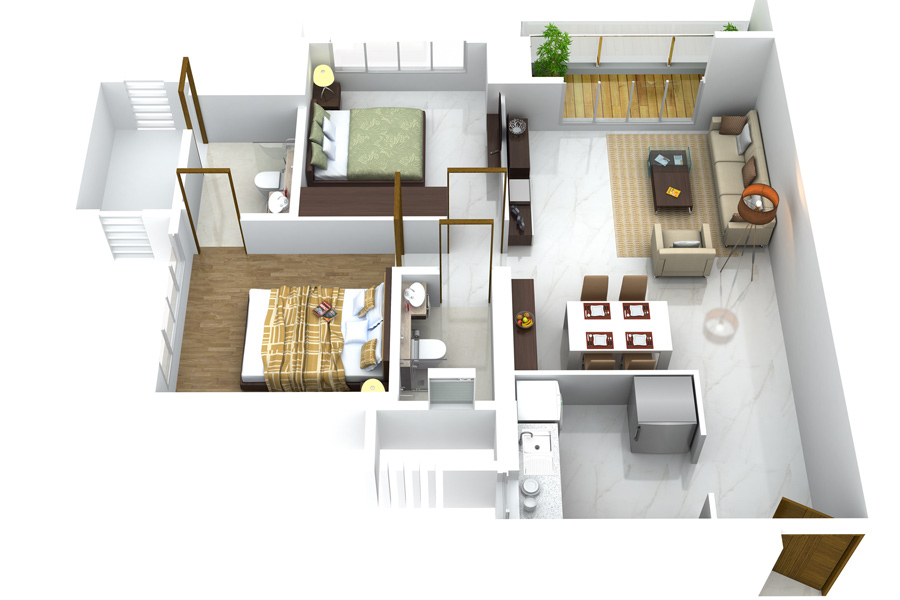 Alpine 2BHK Plan Type 1
