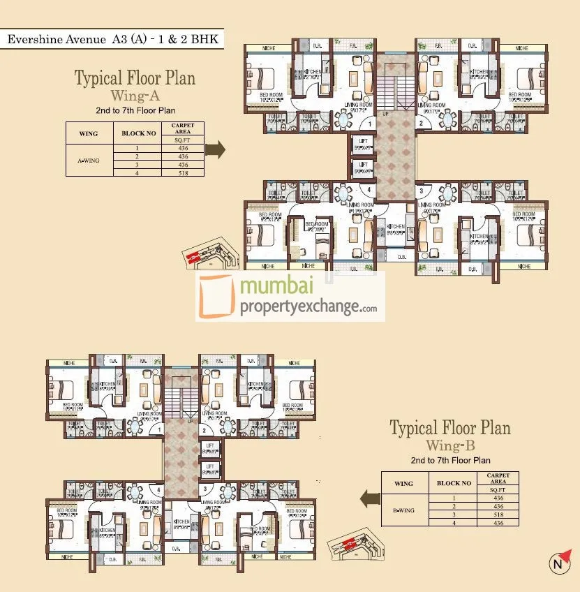 A3, 1&2BHK Floor Plan