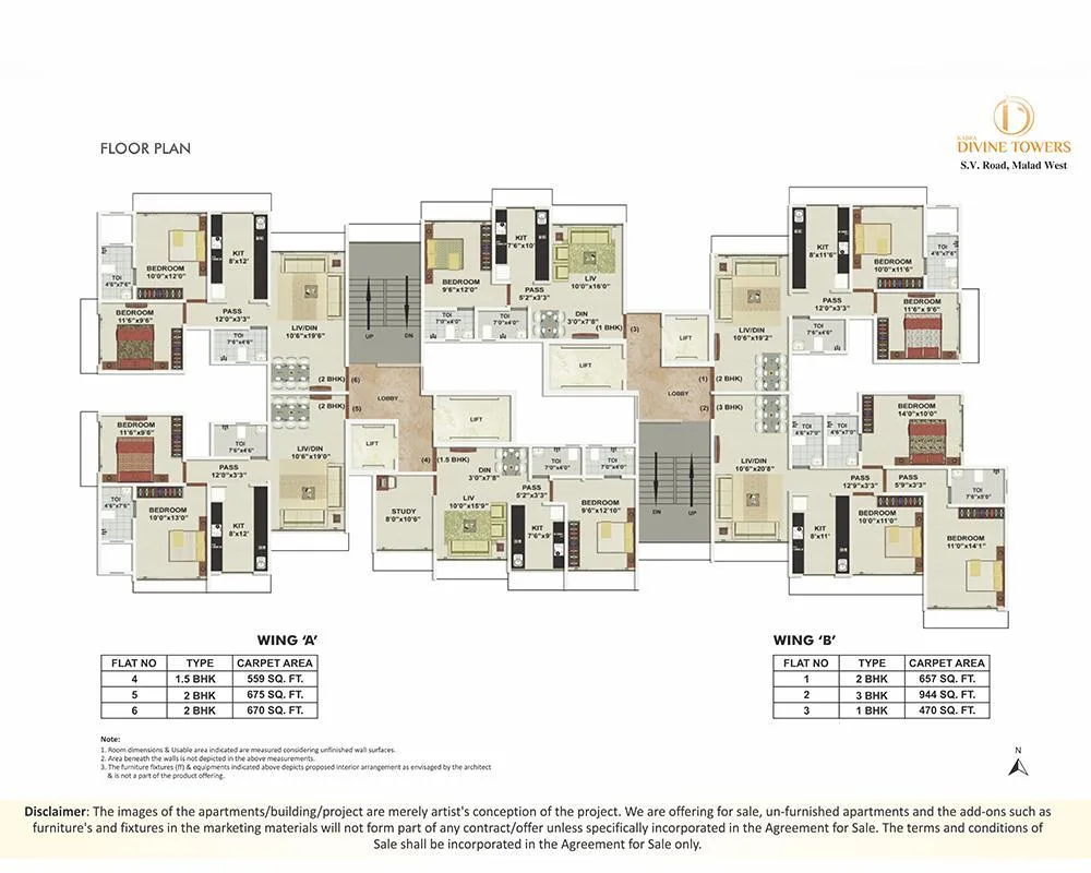 Divine Towers Typical floor Plan Wing A-B