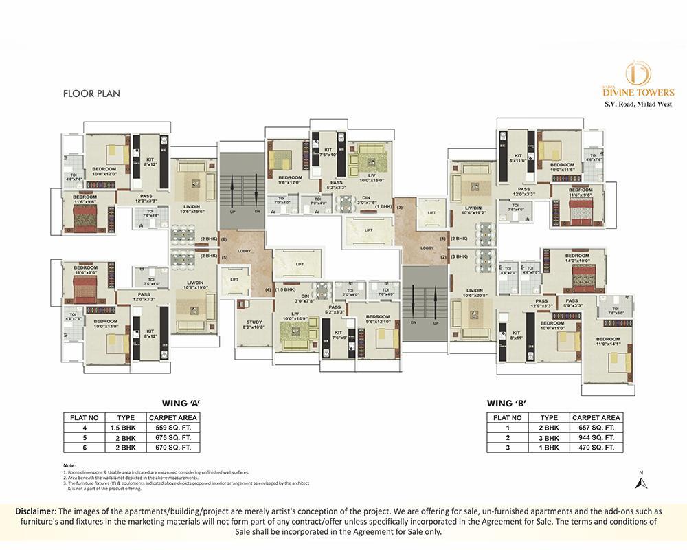 Divine Towers Typical floor Plan Wing A-B