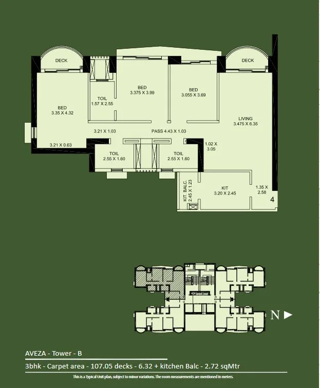 Aveza Gateway Tower B- 3BHK