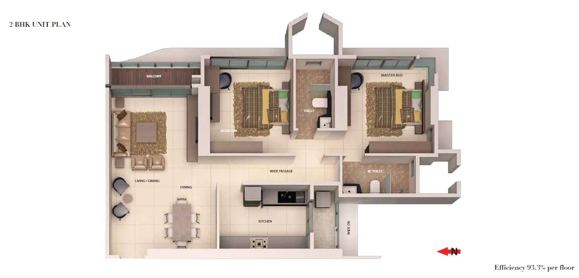 Ajmera I Land 2BHK Unit Plan