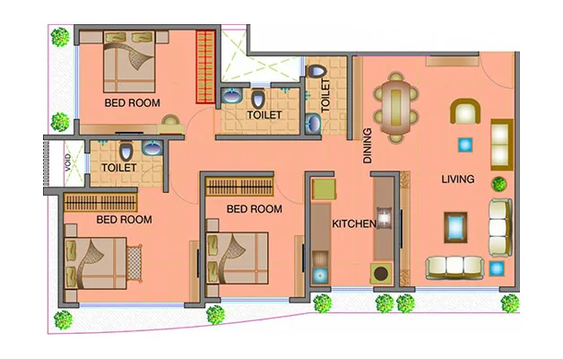 Shamik Elegant 3BHK Plan