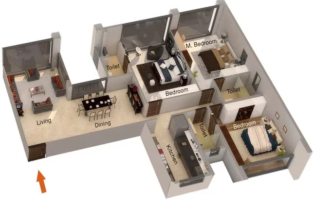 Marathon Emblem 3BHK Layout