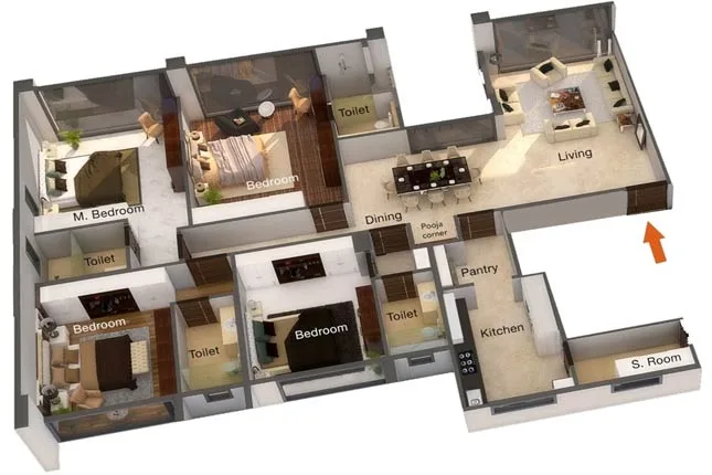Marathon Emblem 4BHK Layout