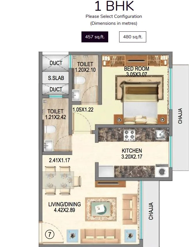 Royal Oasis 1BHK Type 1
