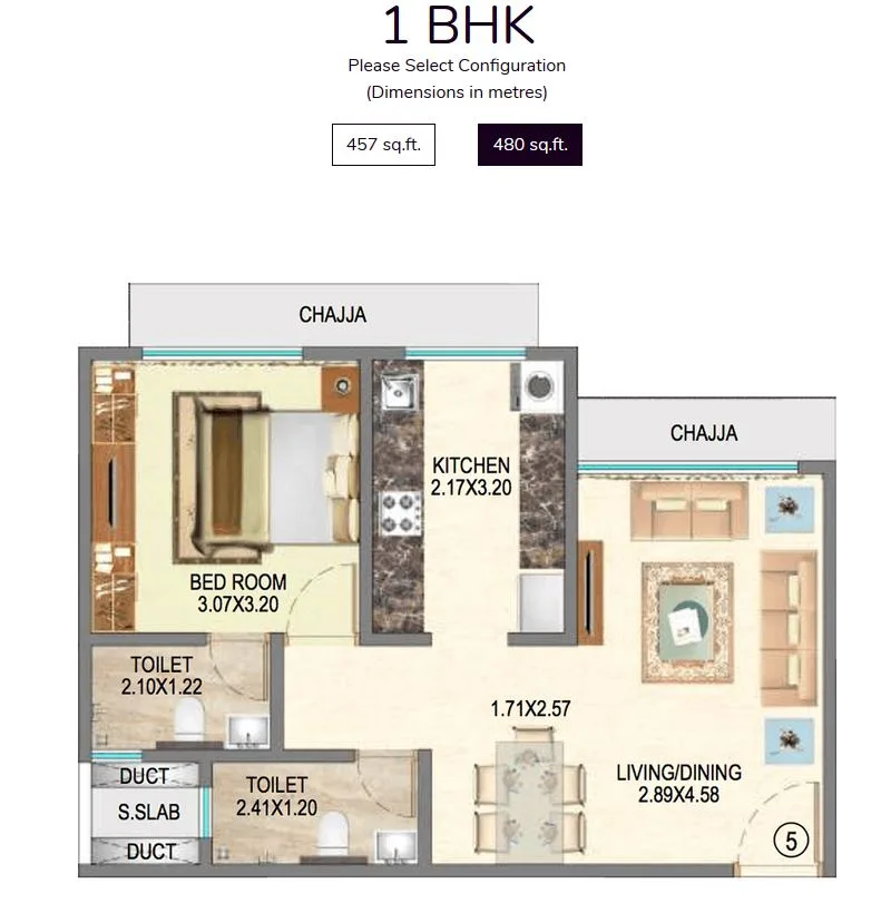 Royal Oasis 1BHK Type 2