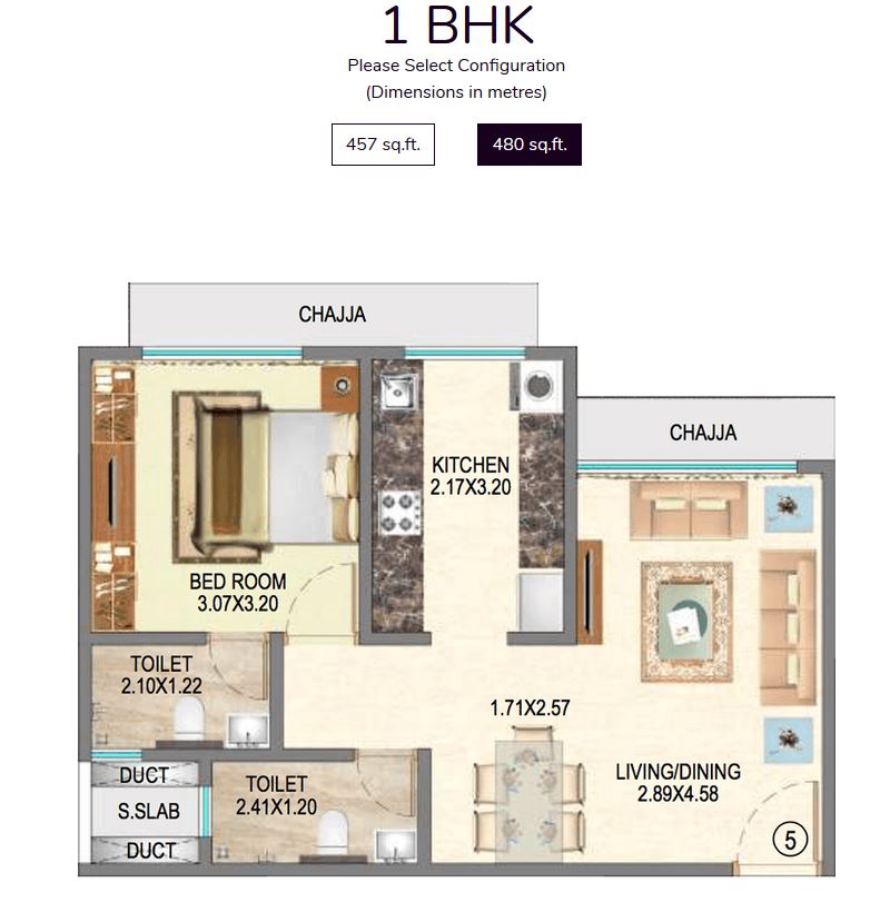 Royal Oasis 1BHK Type 2
