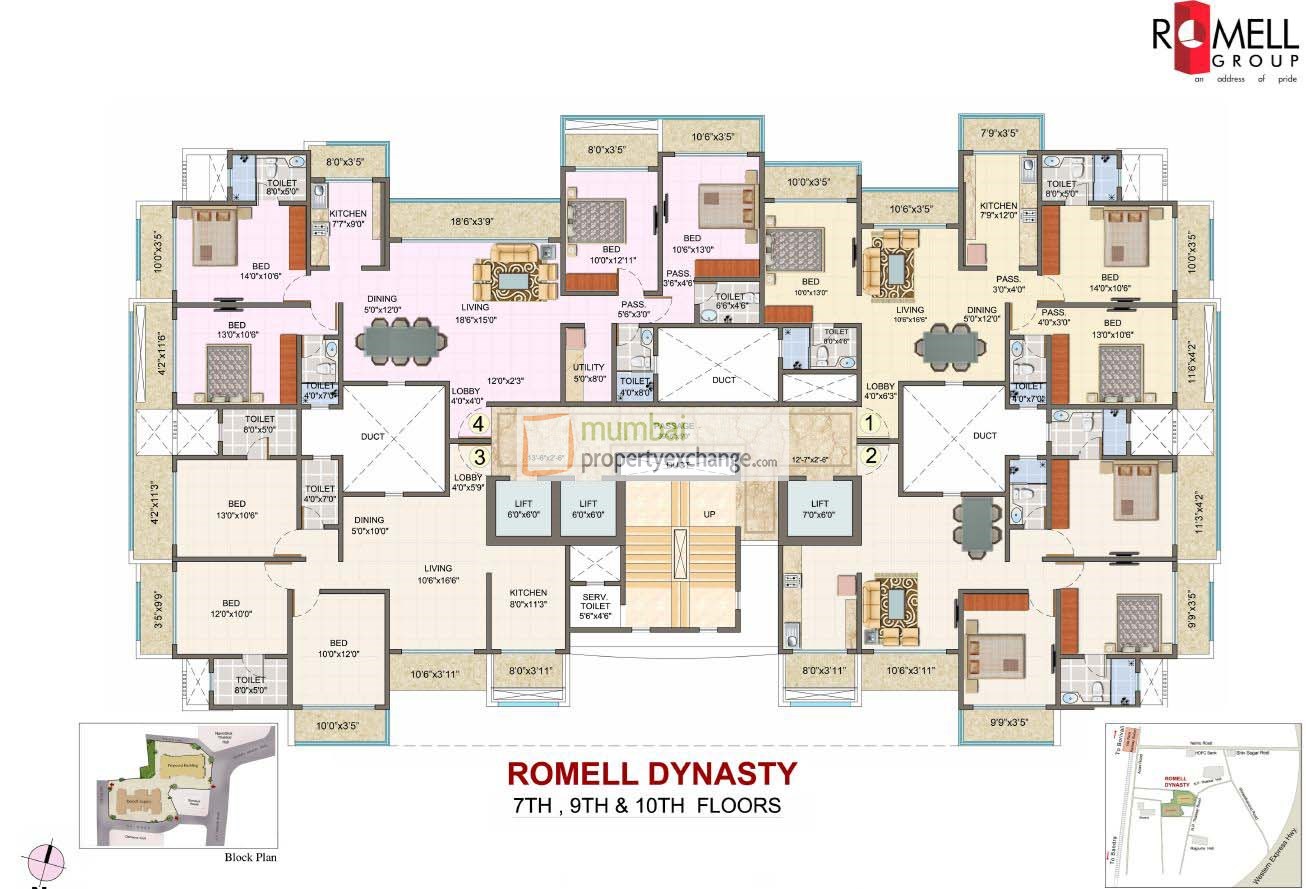 7th, 9th & 10th Floor Plan