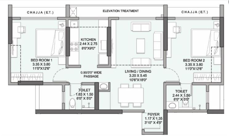 Wadhwa Elite-Solitaire 2BHK Smart