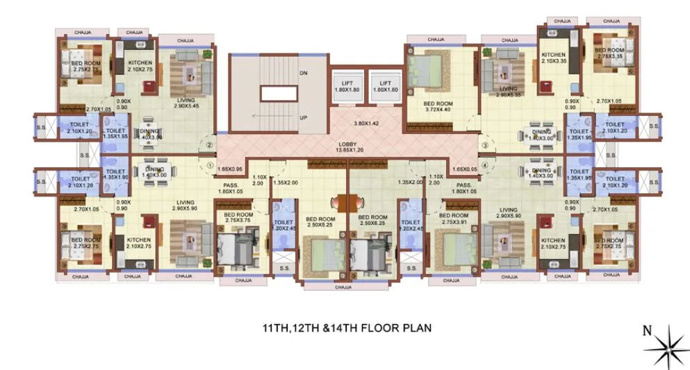 11th, 12th & 14th Floor Plan
