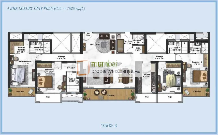 Tower B 4BHK Plan L