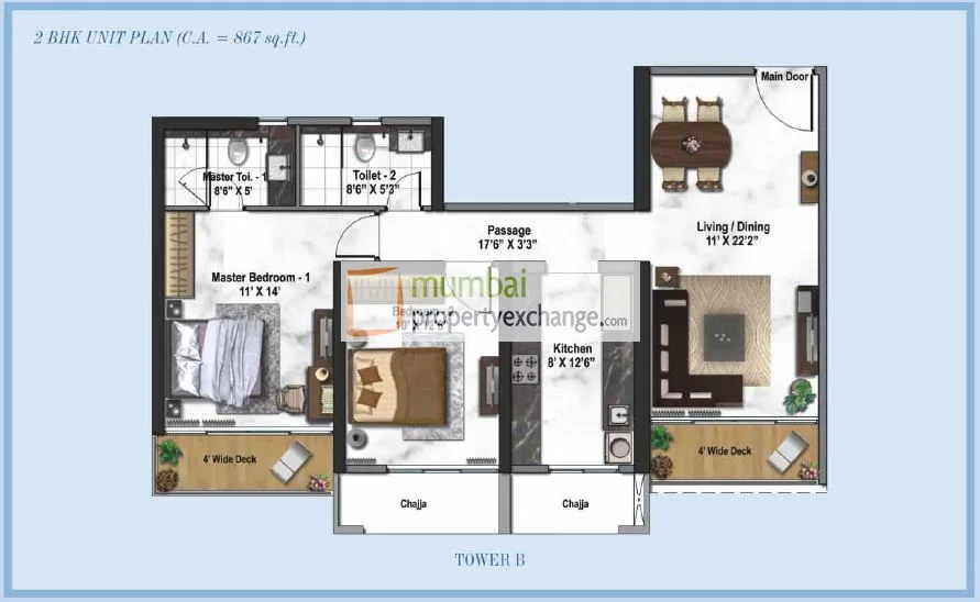 Tower B 2BHK Plan