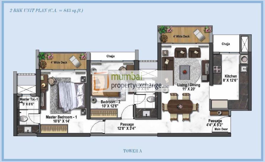 Tower A 2BHK Plan