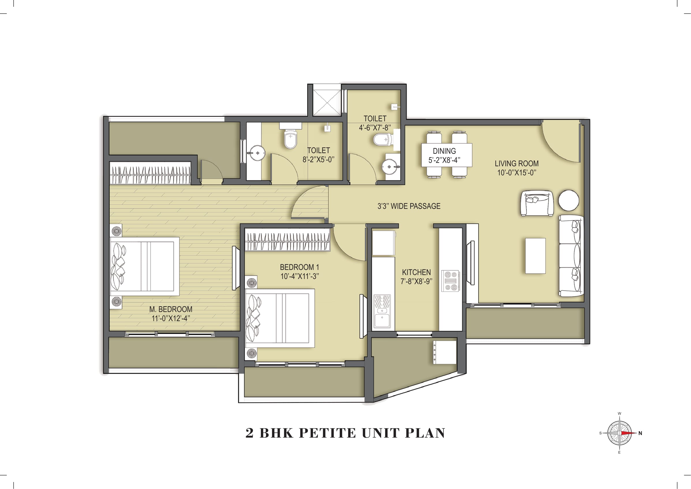 Avant Garde 2BHK Petite Unit Plan