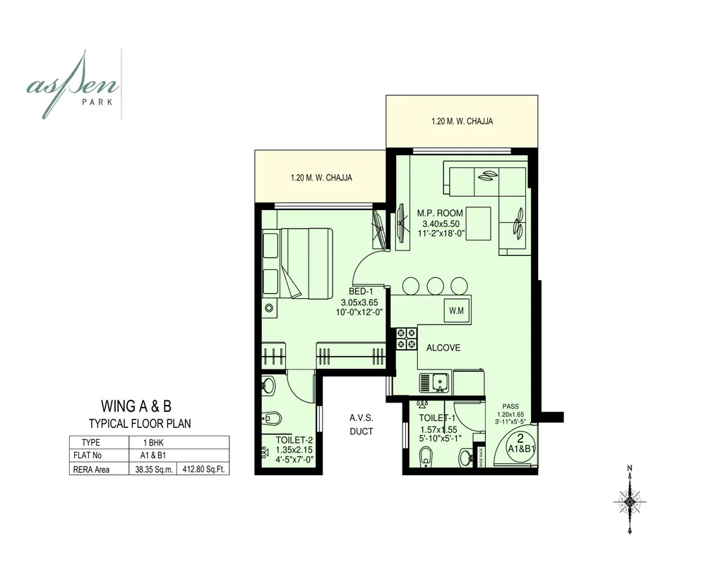Aspen Park Typical Floor Plan Wing A-B Type-1