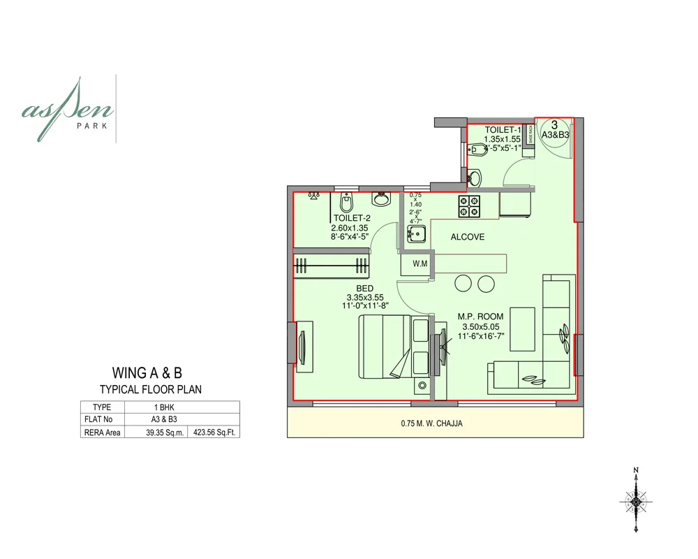 Aspen Park Typical Floor Plan Wing A-B Type-2
