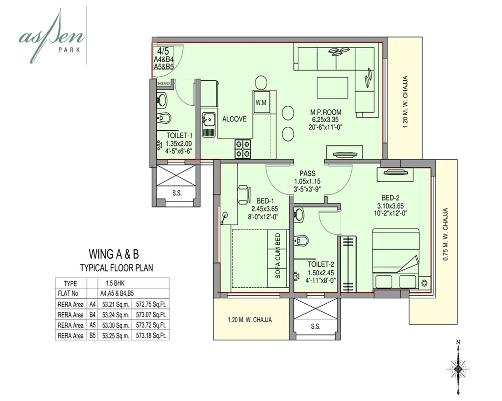 Aspen Park Typical Floor Plan Wing A-B Type-3