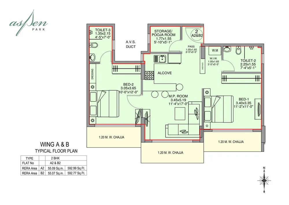 Aspen Park Typical Floor Plan Wing A-B Type-4