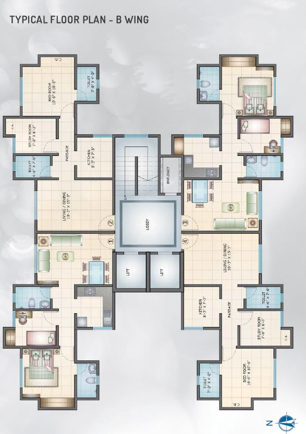 B Wing - Typical Floor Plan