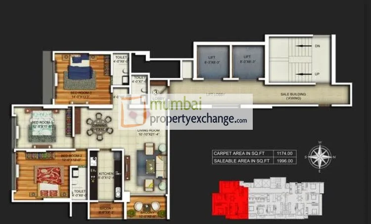 3 BHK Floor Plan
