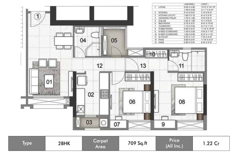 17 Rustomjee Urbania Azziano Thane Wing K 2BHK-709sqft